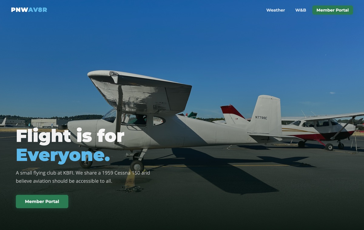 pnwav8r.com — Pacific Northwest Flying Club · KBFI
